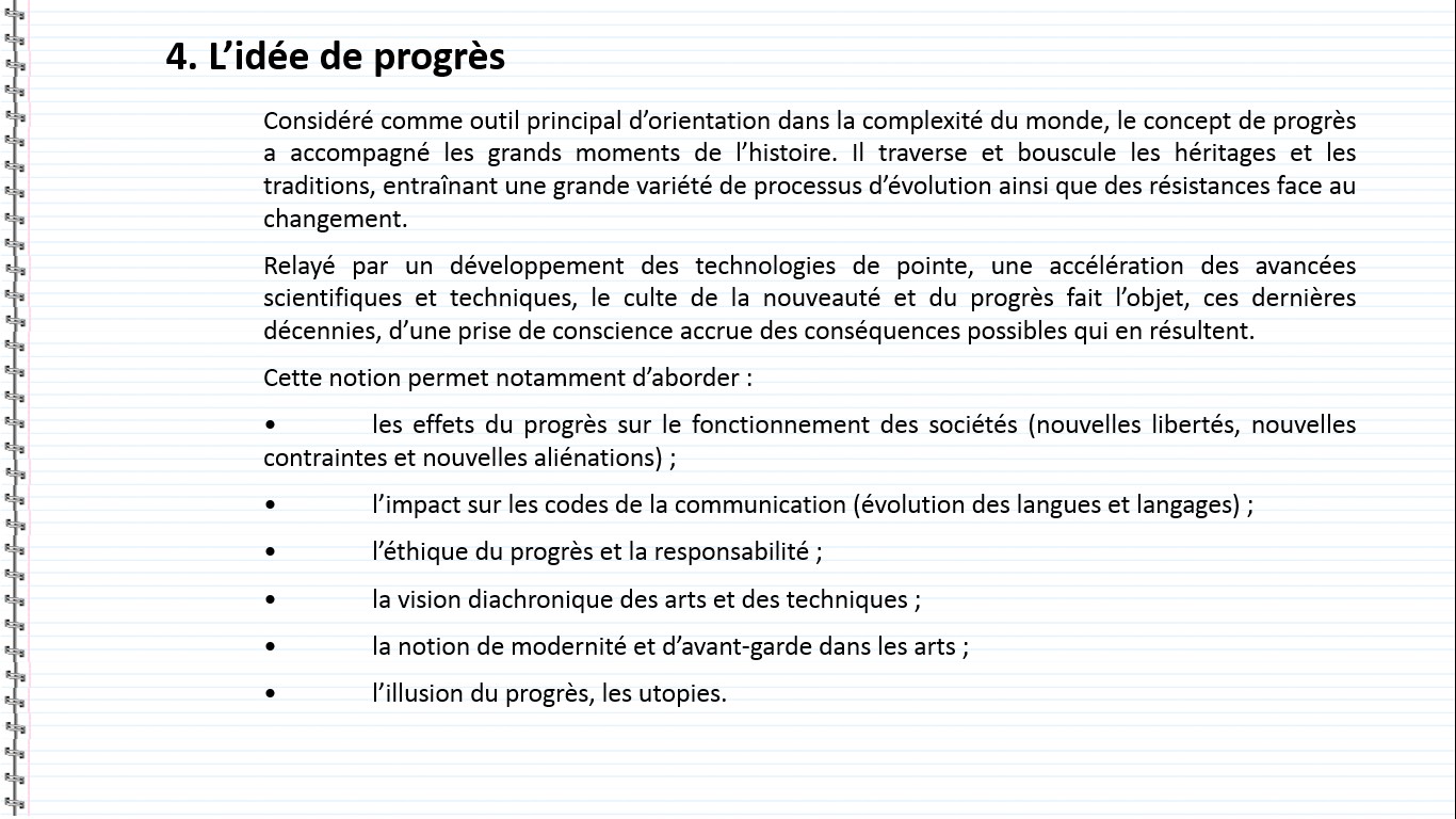 L’épreuve d’oral du Baccalauréat en espagnol  - Les 4 notions, L’idée de progrès