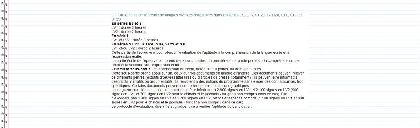 L’épreuve d’oral du Baccalauréat en espagnol  - Oral du baccalauréat, documents officiels sur l'écrit, LV1, LV2, séries STI2D, séries STD2A, séries STG, séries ST2S, séries STL