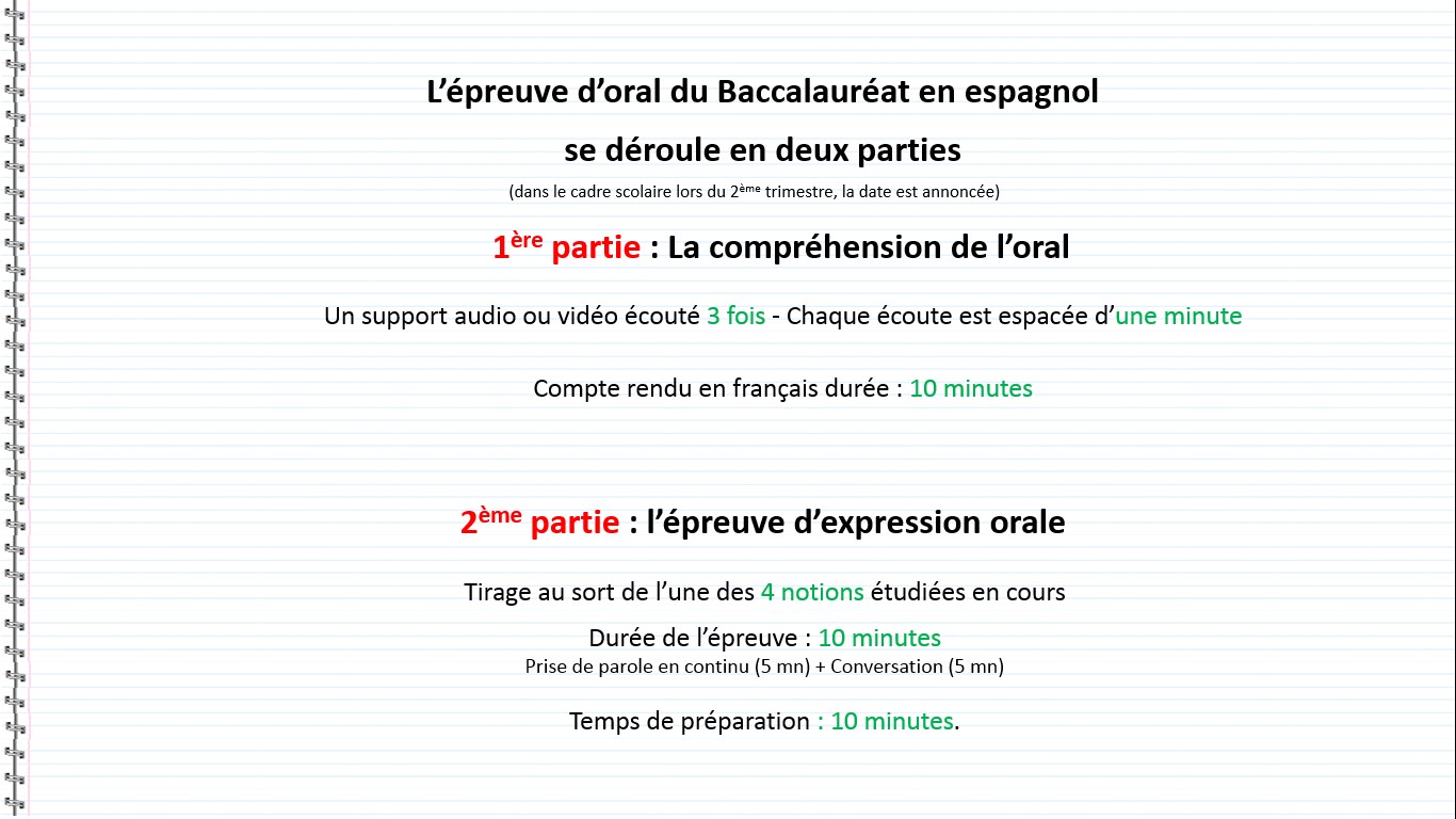 L’épreuve d’oral du Baccalauréat en espagnol  - La compréhension de l’oral, l’épreuve d’expression orale, audio, video