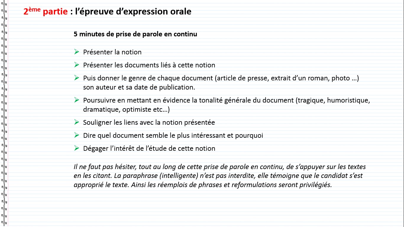 L’épreuve d’oral du Baccalauréat en espagnol  - l’épreuve d’expression orale, prise de parole en continu