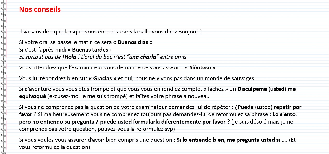 L’épreuve d’oral du Baccalauréat en espagnol  - Conseils pour réussir le bac, reformulation