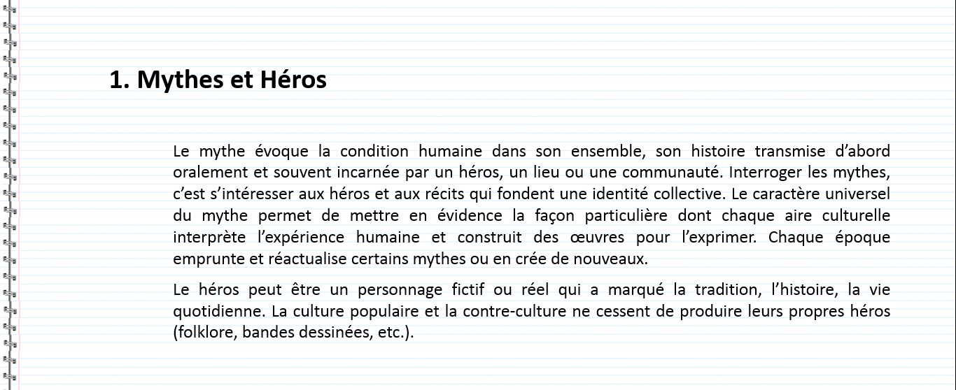 L’épreuve d’oral du Baccalauréat en espagnol  - Les 4 notions, Mythes et Héros